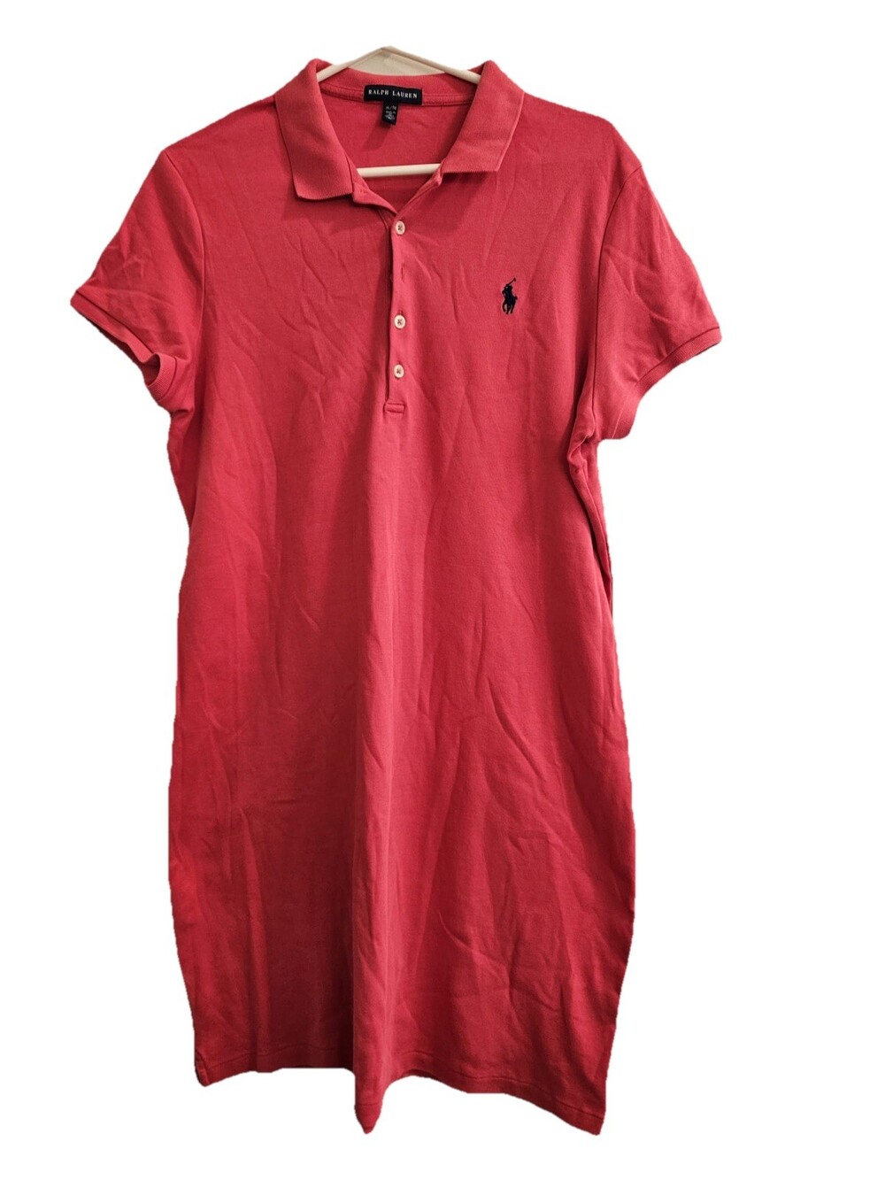 Ralph Lauren Pink Polo Shirt Dress SizeXL 100% Cotton Classic Short Sleeve